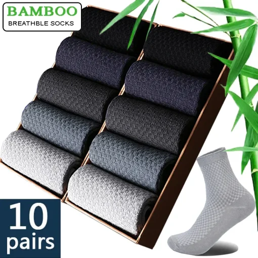 10 pareslote meias de fibra de bambu para homens