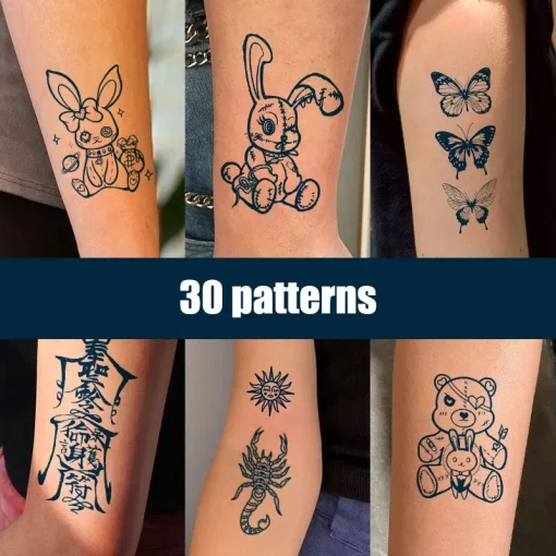 30 autocolantes de tatuagem temporária de desenho animado