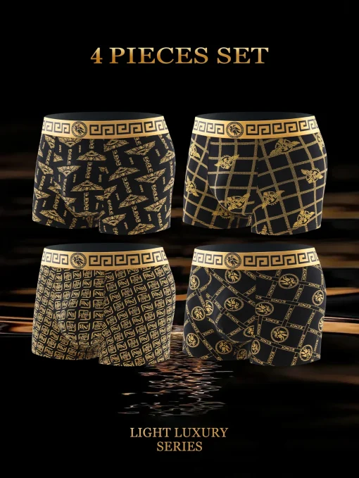 4 peças - cueca masculina, boxer estampa atual, cueca masculina estampada estilosa, boxer padrão respirável