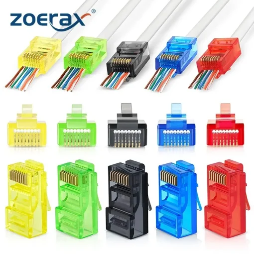 50 unidades RJ45 Cat6 com passa-fios