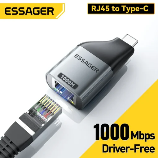 Adaptador Essager Tipo C para Ethernet 1001000Mbps Gigabit