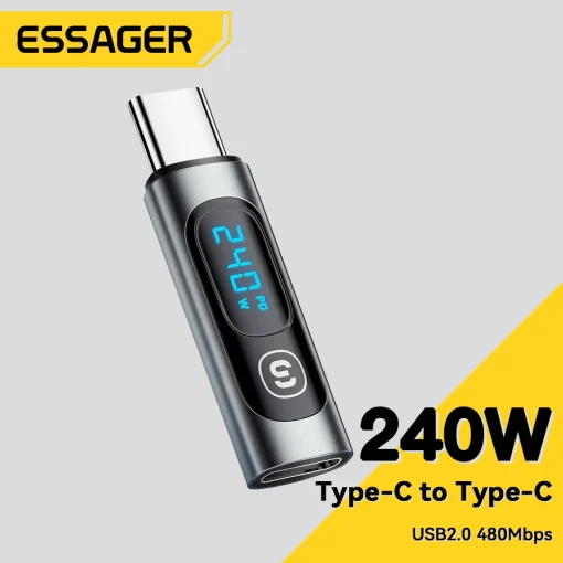 Adaptador USB C 240W Essager Tipo C para USB C 3.0