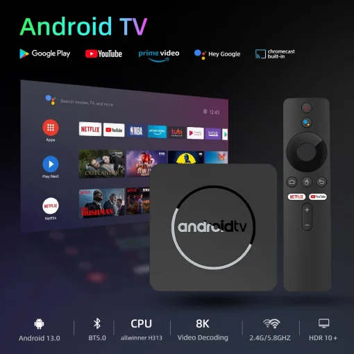 Android13 Smart Mini Android TV Box Google Assist 4K