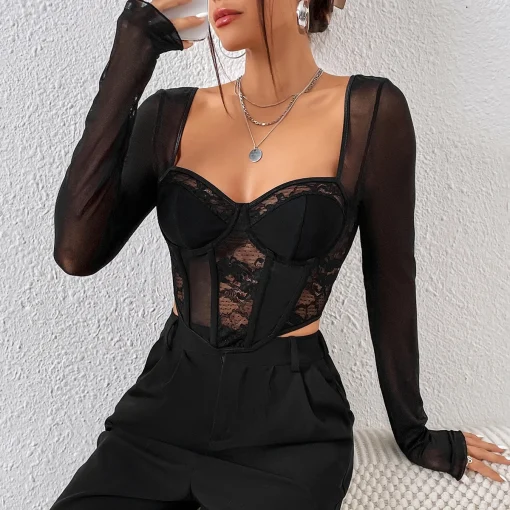 Blusa de malha com decote em V, outono chique e sexy