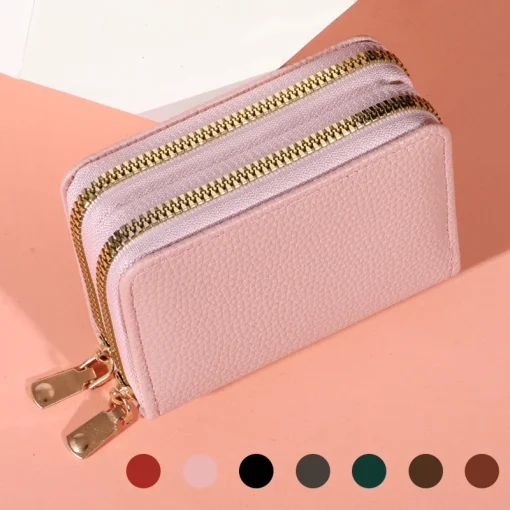 Bolsa Feminina Curta com Zíper Estilo Lychee