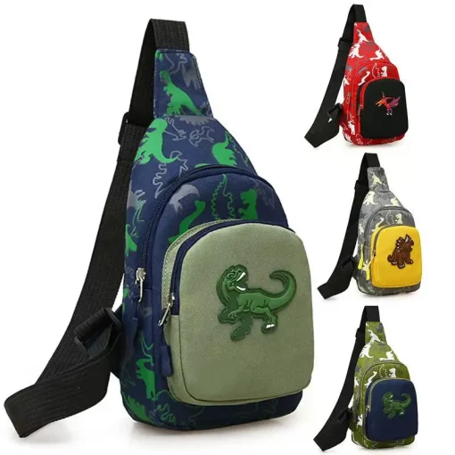 Bolsa Tiracolo Infantil Estampada de Dinossauro Fofo