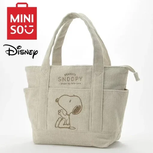 Bolsa de mão grande de veludo cotelê Snoopy Disney da MINISO