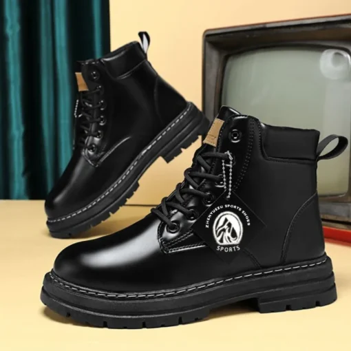 Bota Cano Alto Masculina Couro Moda