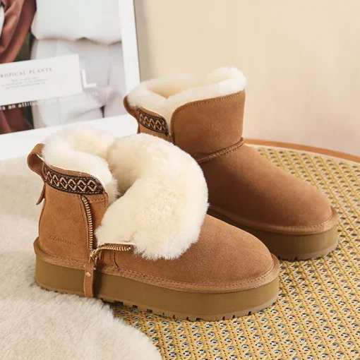 Botas de neve de inverno de lã imitada femininas