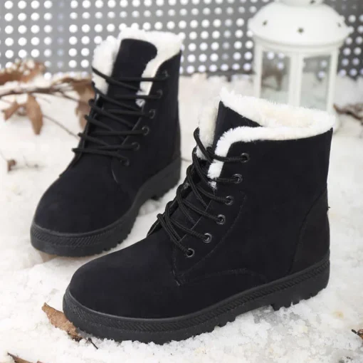 Botas femininas de neve, plush, salto plataforma, quentes, novas