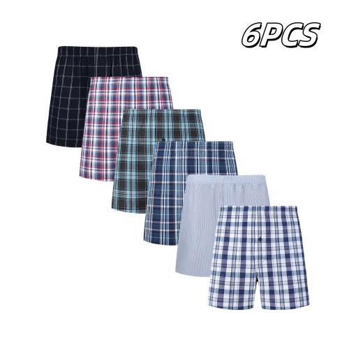 Boxer 6 peças JupiterSecret com cintura elástica xadrez casual para homens