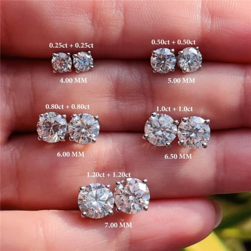 Brincos de argola Moissanite CANNER 0.5-1.2 quilates, cor D