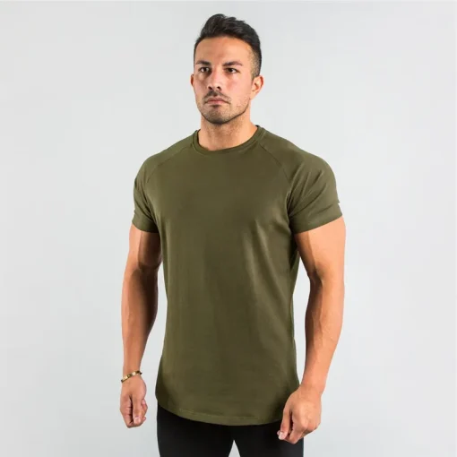 Camisetas de ginástica simples de algodão, camisetas masculinas, camisetas de manga curta, musculação, camiseta de musculação masculina, roupas de academia, camiseta slim fit