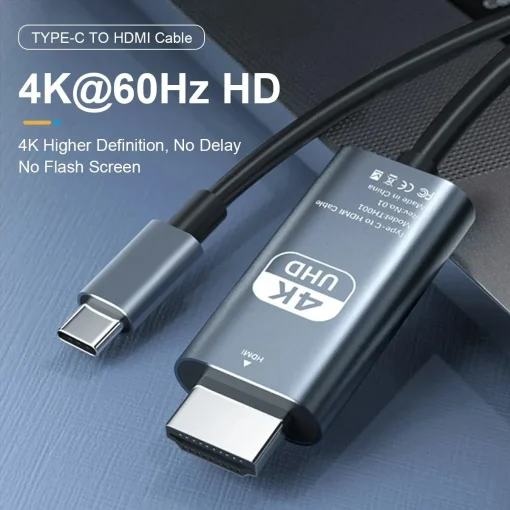 Cabo Conversor Vídeo HDMI 4K 60Hz HD Typec