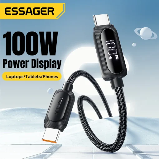 Cabo Essager 100W Tipo C USB 5A, Carregamento PD Rápido