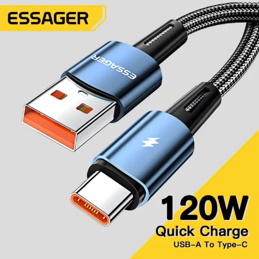 Cabo Essager 120W USB Tipo C Carregamento Rápido