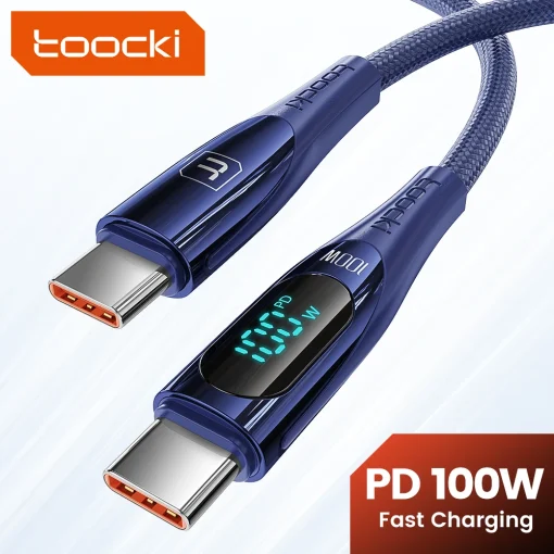 Cabo Toocki PD de 100W, USB Tipo C para USB C, 6A