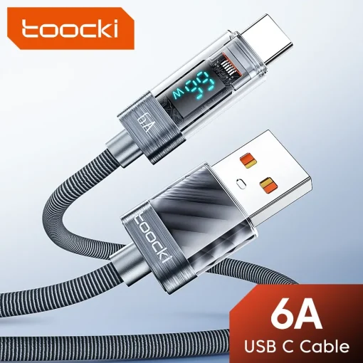 Cabo Toocki USB Tipo C 6A 66W carregamento rápido