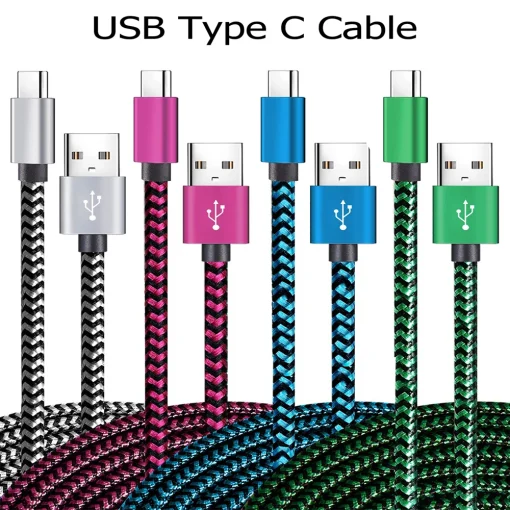 Cabo USB Tipo C Data Sync 2.4A Carregamento Rápido