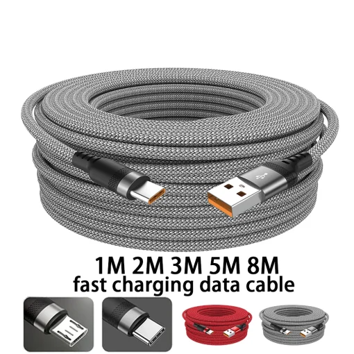 Cabo carregamento rápido USB TIPO CMicro USB 6A 3m