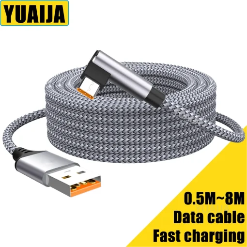 Cabo de Carregamento Rápido USB C Cotovelo 6A Tipo C 3m 5m