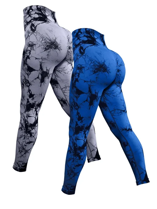 Calça Yoga Tie Dye Leggings Esportiva 2 Pçs