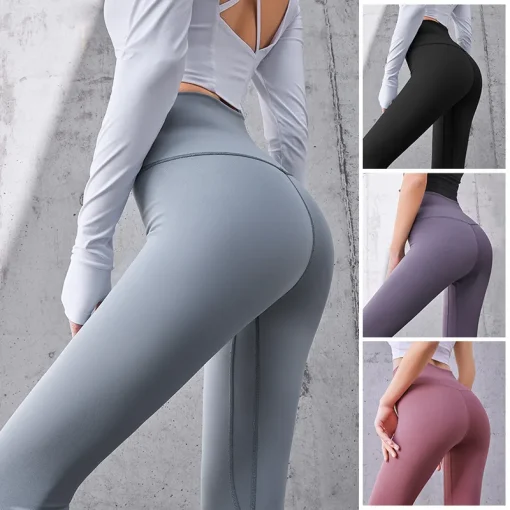 Calça de yoga canelada cintura alta academia_legging esporte feminina fitness legging sem costura feminino controle de barriga corrida_treino meia-calça