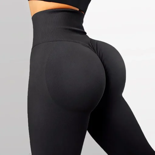 Calças Leggings Fitness Sem Costura Tricô ACADEMIA Calças Femininas Cós Alto Levanta Bumbum Calças de Ioga Ajustadas Pêssego Bumbum