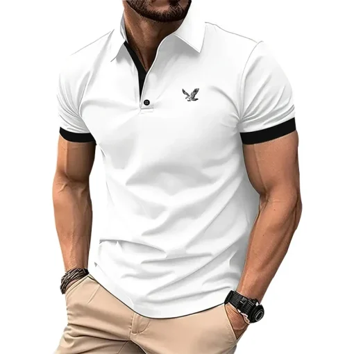 Camisa Polo Esportiva Manga Curta Slim Fit Verão Masculino