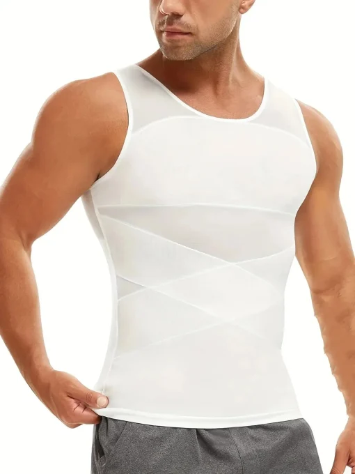 Camiseta Masculina Respirável e Compressiva para Controle de Barriga