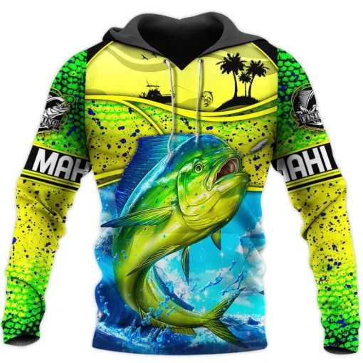 Camisola 3D com capuz camuflada para pesca esportiva