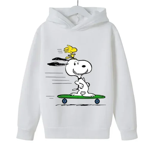 Camisola de Moletom Infantil Snoopy Branca Desenho Anime