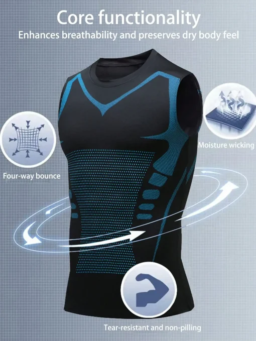 Camisola de compressão desportiva masculina, peça única