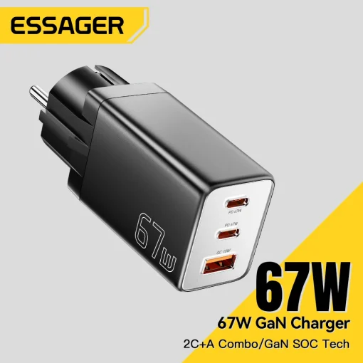 Carregador Essager 67W USB tipo C GaN