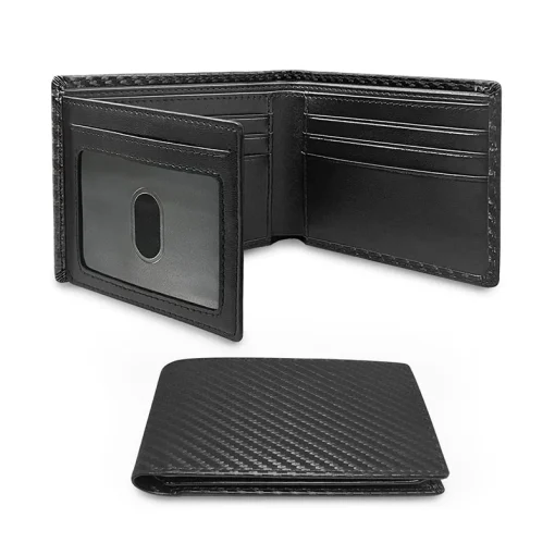 Carteira Tri-Fold Slim Minimalista em Fibra de Carbono