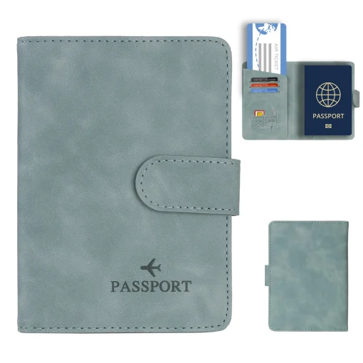 Carteira com Porta-Passaporte em Couro RFID