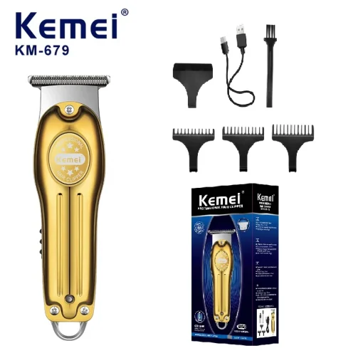 Cortador de cabelo profissional Kemei Km-679 com luz LCD