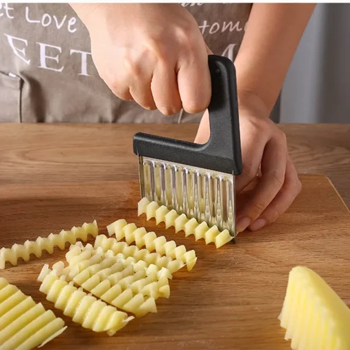 Cortador ondulado de aço inoxidável para batatas, vegetais, frutas