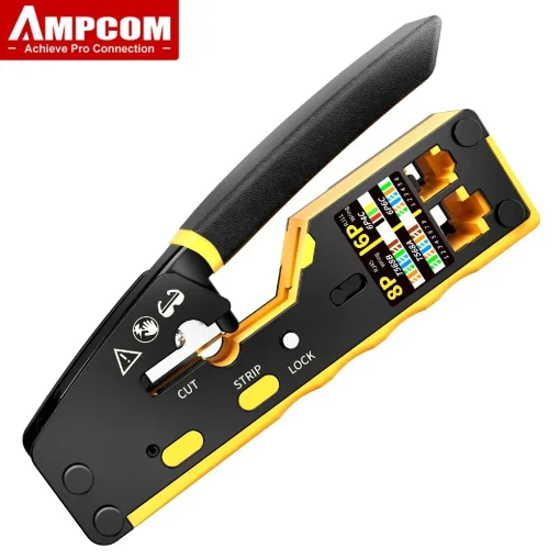 Crimpador de rede AMPCOM EZ-Type RJ45 - 3 em 1