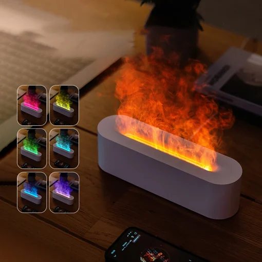 Difusor de Aroma e Luminária de Mesa USB Chama RGB