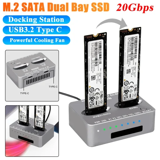 Docking station M.2 NVME Duplicação 20 Gbps