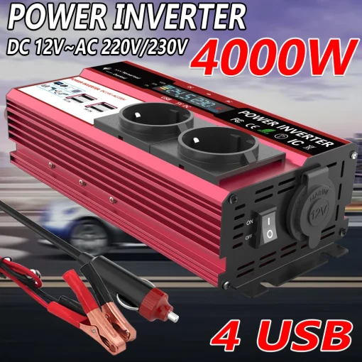 Inversor de Potência 12V para 220V 4000W LCD