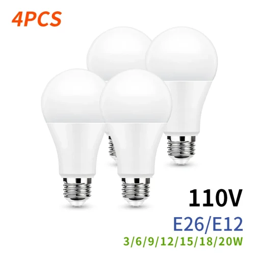 Lâmpadas LED 4PCS E26 E12 110V AC