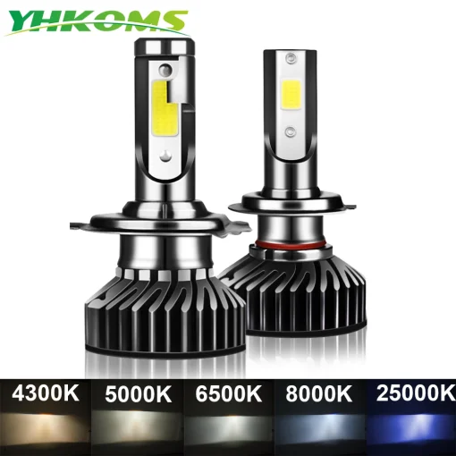 Lâmpadas LED H4 H7 H1 para Faróis de Carros YHKOMS