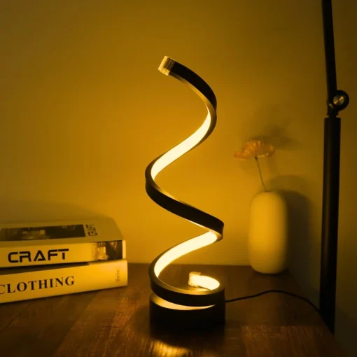 Luminária de mesa moderna minimalista, LED espiral