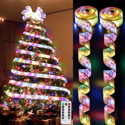 Luz de fada de fitas de Natal Decoração DIY