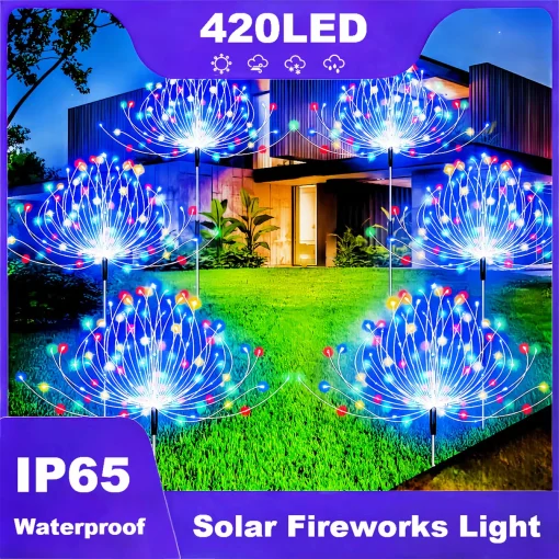 Luzes de fogos de artifício solares de 420LED