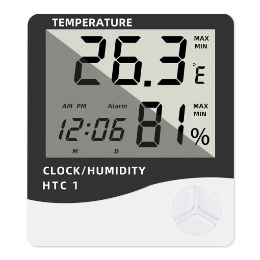 Medidor Digital de Temperatura e Umidade Eletrônico LCD HTC-1 HTC-2