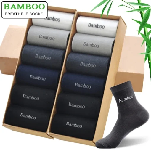 Meias de Bambu Masculinas, Kit 10 Pares