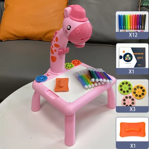 Mesa de desenho com projetor, conjunto de brinquedos educativos